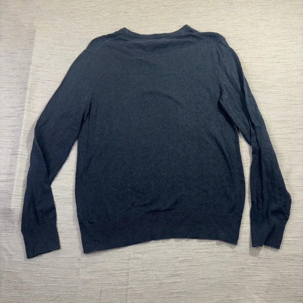 Banana Republic Mens Silk Cashmere Blend V-Neck Sweater Blue Heather Size Medium
